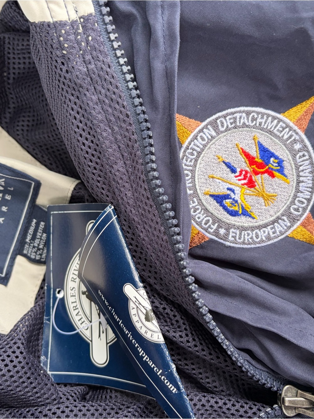 Charles River Apparel Navy Blue Performance Jacket with Embroidered Patch
